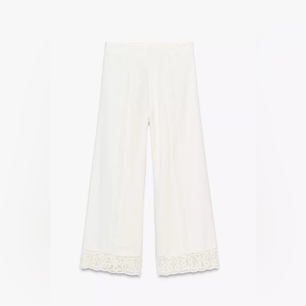 Zara White Wide-Leg Trousers